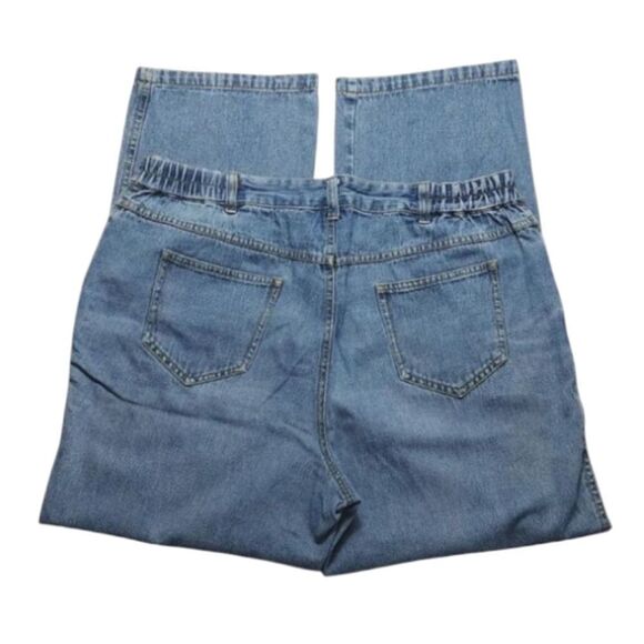 VTG 80s Medium Wash Studded High Waist Wide Leg Jeans Large Petite - Picture 7 of 14